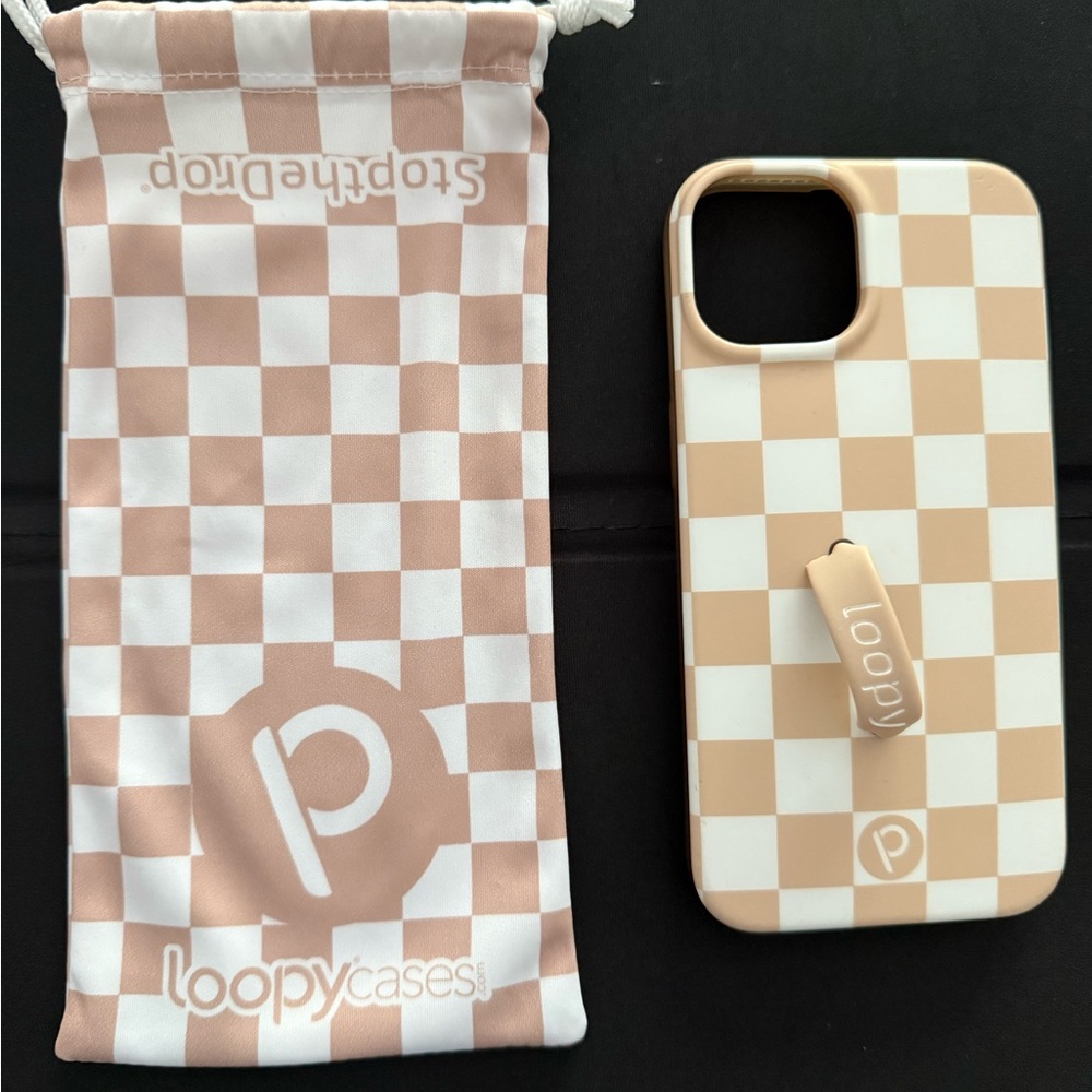 Loopy Case Tan Phone Case with Checkered Design IPHONE 13